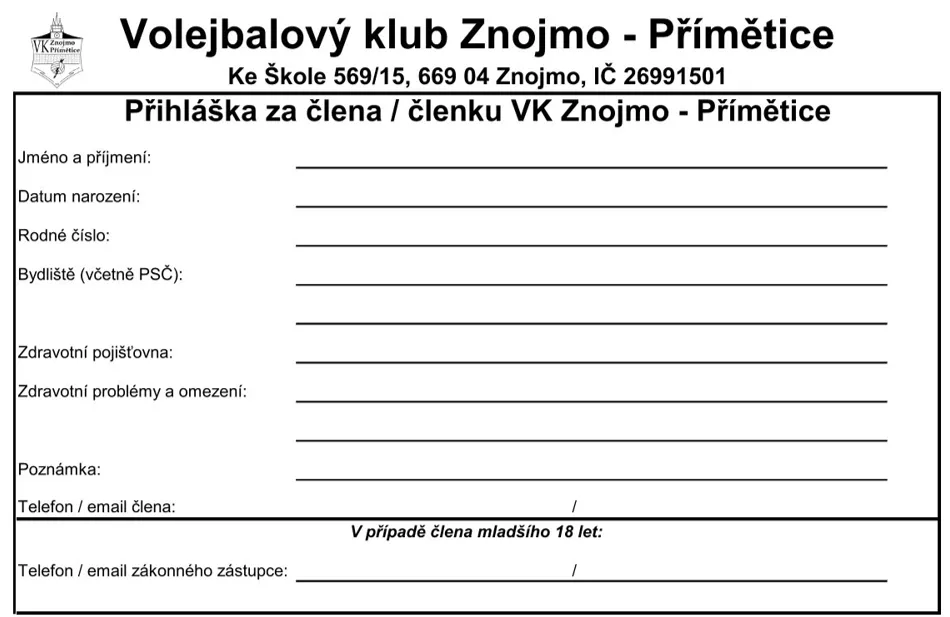 Přihláška do klubu od sezóny 2026-2027